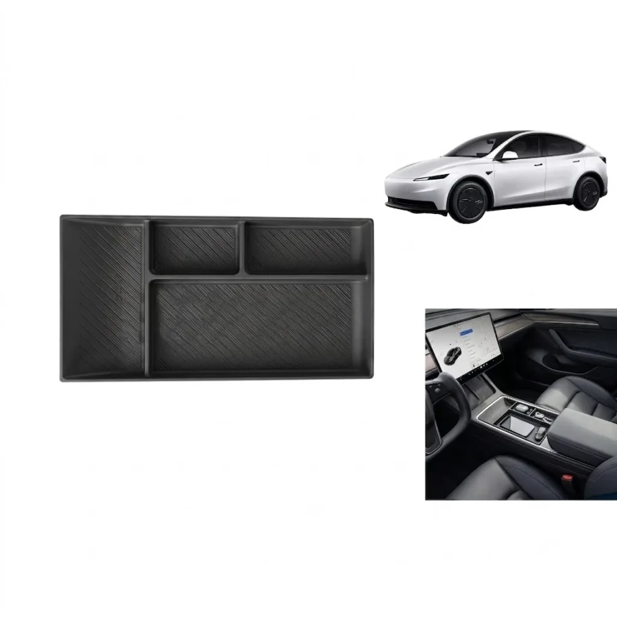 Tesla Model Y Juniper 2025+ Uyumlu Orta Konsol Düzenleyici Saklama Kutusu Pedi Siyah