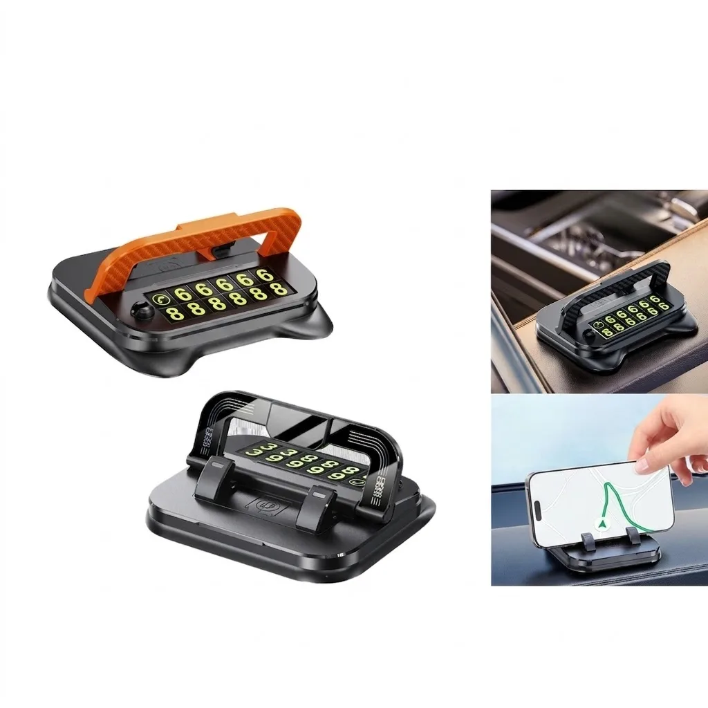 Araç İçi Torpido Üstü Numaratörlü Telefon Tutucu Stand Siyah