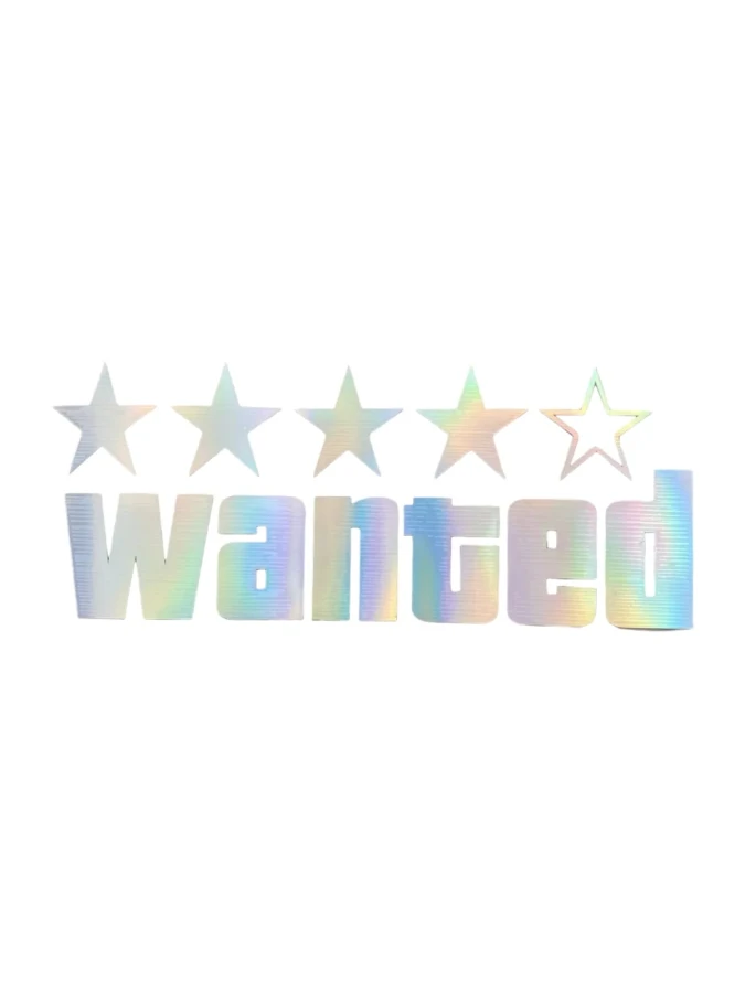 Wanted Yazılı Hologram Efektli Cam Stickeri 20x9cm