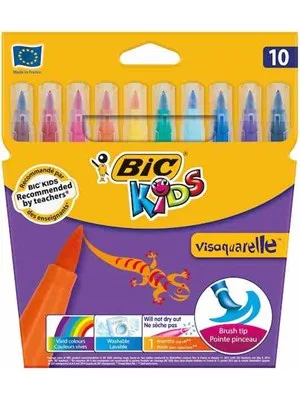 Bic Visa Keçeli Boya Kalemi 10 Lu Fırça Uçlu 8289641