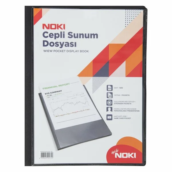 Noki A4 Cepli Sunum Dosyası 40 Lı 64140n Siyah