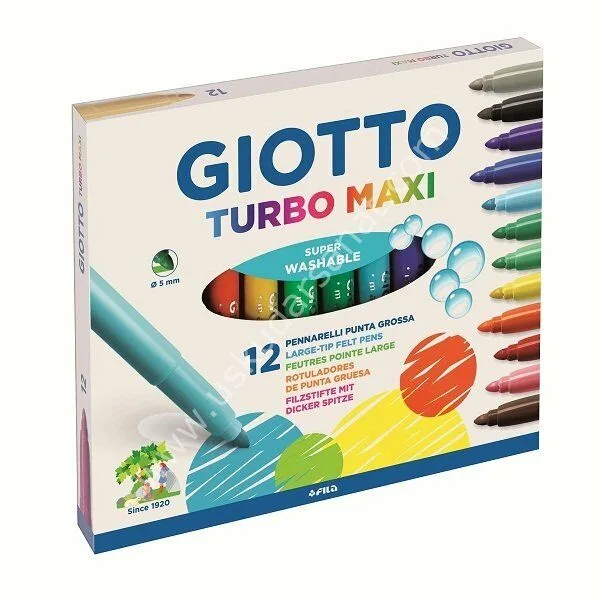 Gıotto Turbo Maxi Jumbo Keçeli Boya Kalemi 12 Renk 454000