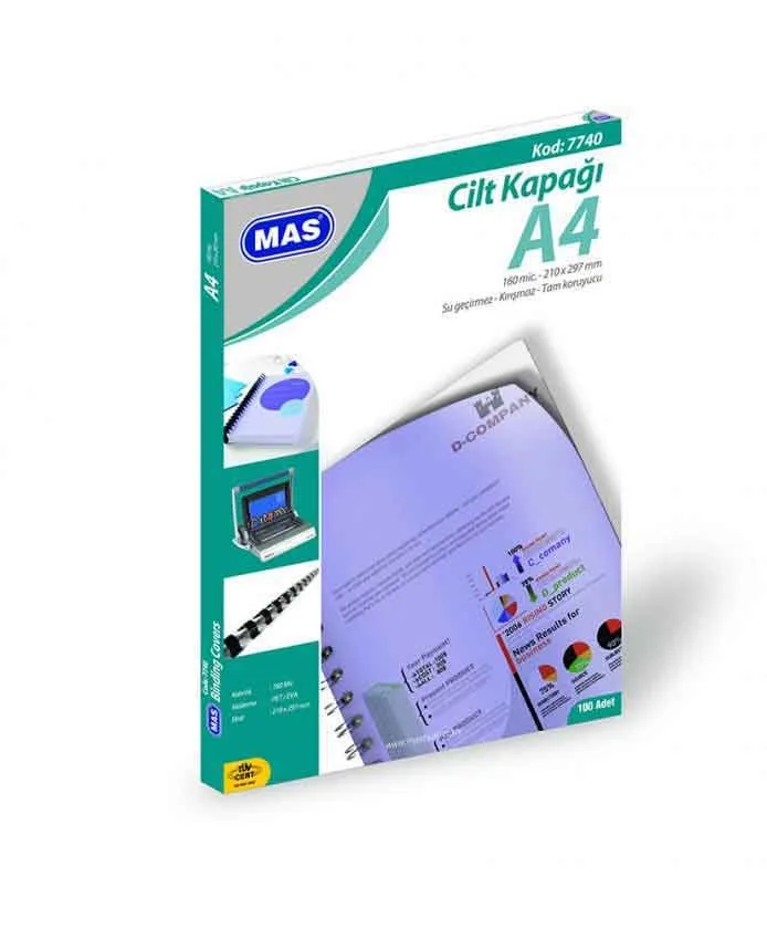 Mas A4 160mic Cilt Kapağı Mavi 100 Lü 7740