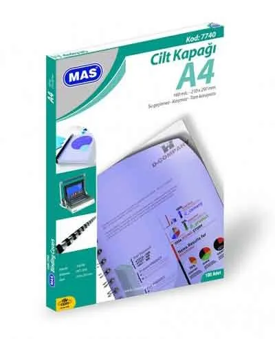Mas A4 160mic Cilt Kapağı Buzlu Mat 100 Lü 7740