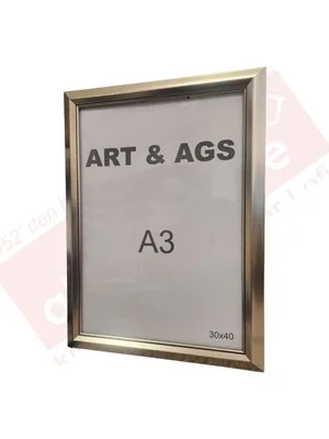 Art&ags A4 35 Mm Ahşap Görünümlü Piramit Çerçeve Gümüş