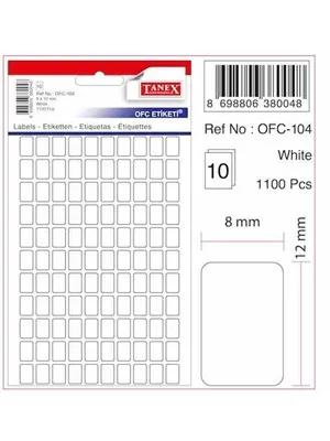 Tanex 8x12 Poşet Ofis Etiketi Beyaz Ofc-104