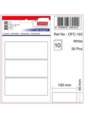 Tanex 8x12 Poşet Ofis Etiketi Beyaz Ofc-104