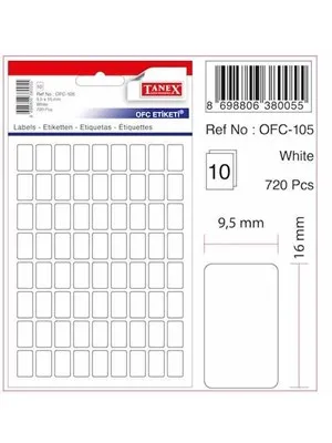 Tanex 16x22 Poşet Ofis Etiketi Beyaz Ofc-110