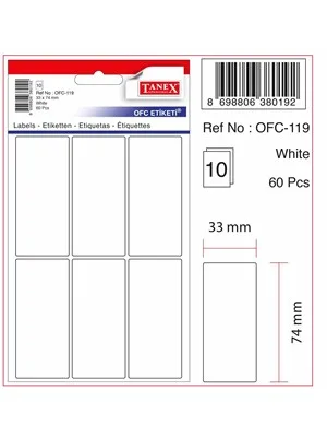 Tanex 40x100 Poşet Ofis Etiketi Beyaz Ofc-122