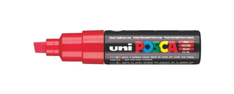 Uni Posca 8.0 Su Bazlı Poster Markörü Red Pc-8k