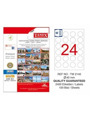Tanex 40 Mm Laser Etiket 100 Lü Tw-2140