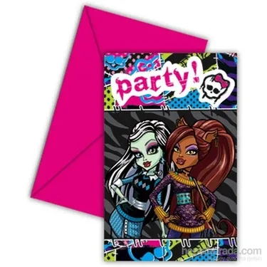 Parti Dünyası Monster Hıgh Davetiye+zarf 6 Lı 681