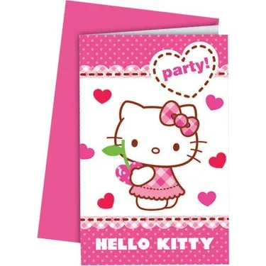 Parti Dünyası Hello Kıtty Davetiye+zarf 6 Lı 1797
