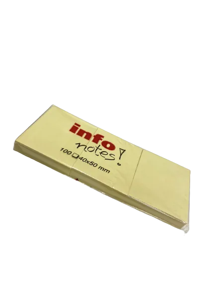 İnfo 40x50 Mm 3' Lü Yapışkanlı Not Kağıdı 100 Yp Sarı