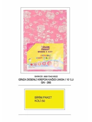 Ginza 24x34 Desenli Grapon Kağıdı 10''lu Gn-285