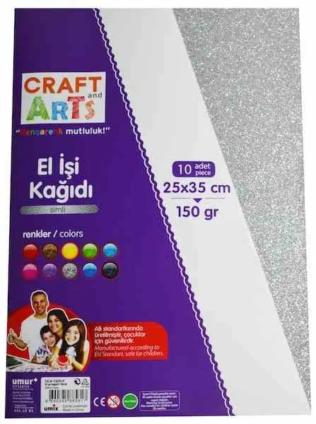 Craft Arts 25x35 Cm 150 Gr Simli Elişi Kağıdı 10''lu Uca-150s