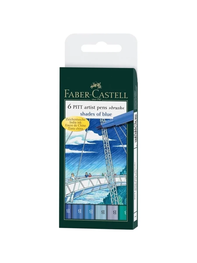 Faber Castell Pıtt Artistpen Çizim Kalemi Fırça Uç 6 Lı Gök Renk