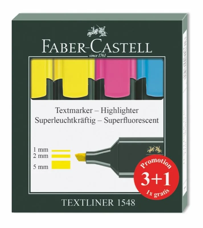 Faber Castell 1548 Fosforlu Kalem 4 Lü Takım 254831