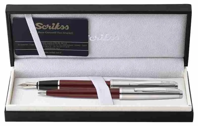 Scrikss 78 Dolma+tükenmez Kalem Seti Bordo