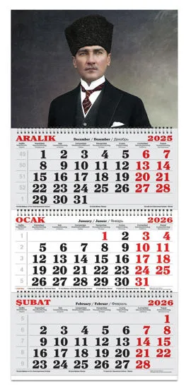 Keskin Color Spiralli 3 Aylık Jumbo Denizci (gemici) Takvimi Atatürk-1 600116-99 (2026)
