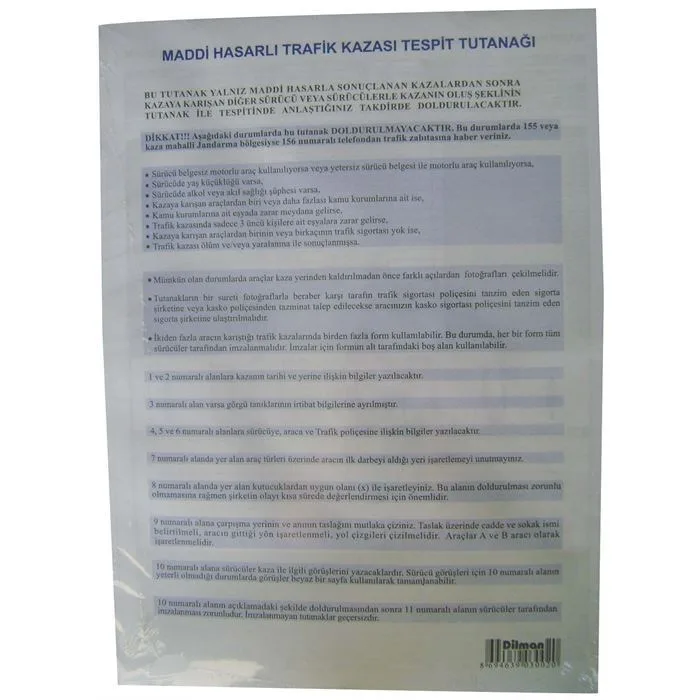 Altınyıldız Kaza Tutanağı Otokopili