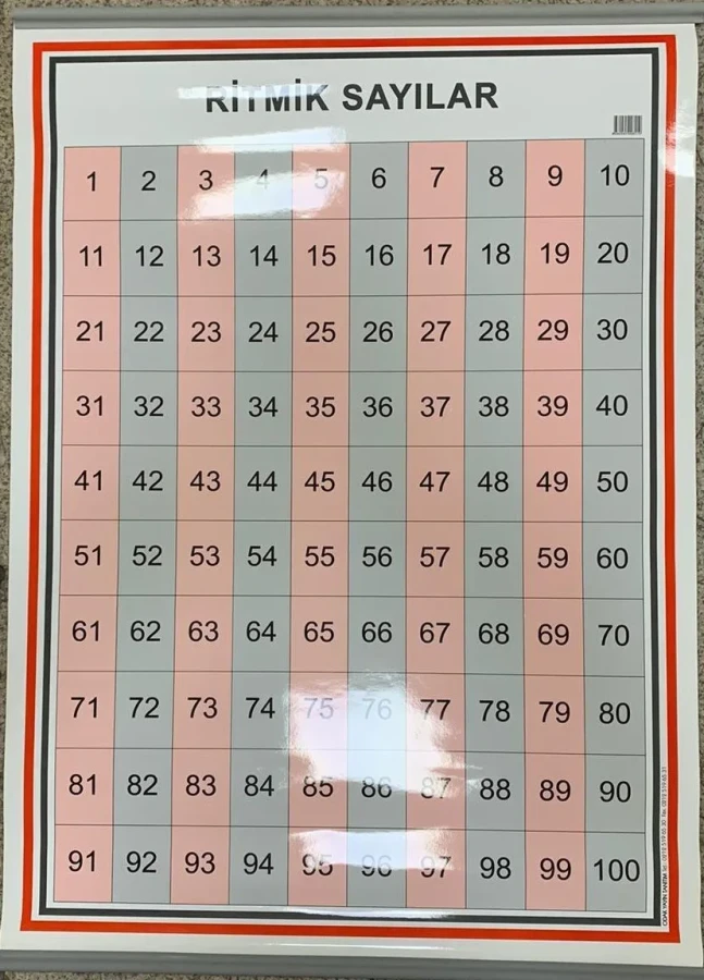 Odak 50x70 Ritmik Sayılar 1'den 100'e Kadar Selefonlu Çıtalı