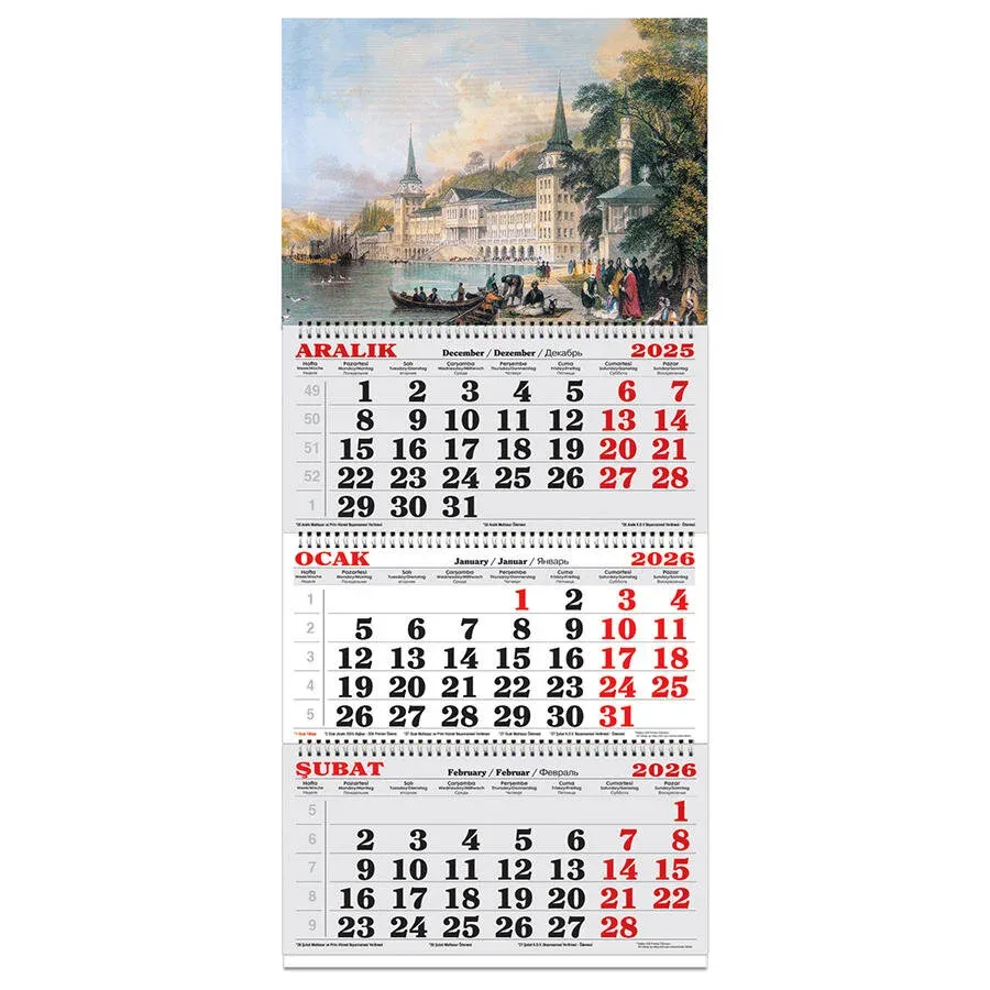 Keskin Color Spiralli 3 Aylık Jumbo Denizci (gemici) Takvimi Gravür 600117-99 (2026)