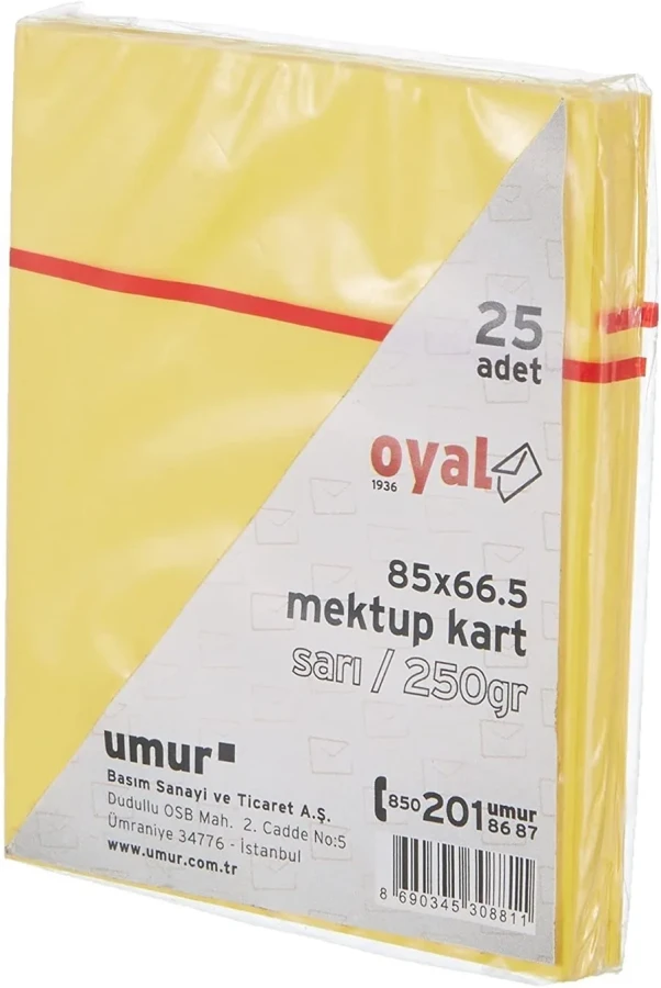 Oyal 66.5x85 Mektup Kartı 25''li 250 Gr M.renkler