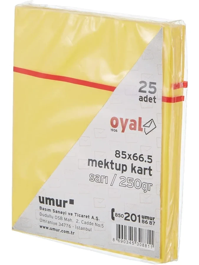 Oyal 66.5x85 Mektup Kartı 25''li 250 Gr M.renkler