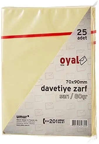 Oyal 7x9 80 Gr Davetiye Zarfı 25"li M.renkler