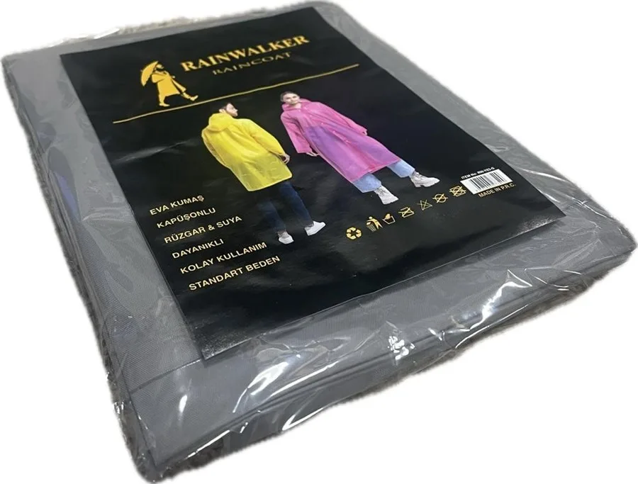 Rainwalker Eva Kumaş Kapüşonlu Yağmurluk Gri Rw-y03-g