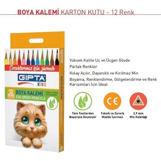 Gıpta Kıds Kuruboya Karton Kutu 12 Renk 201