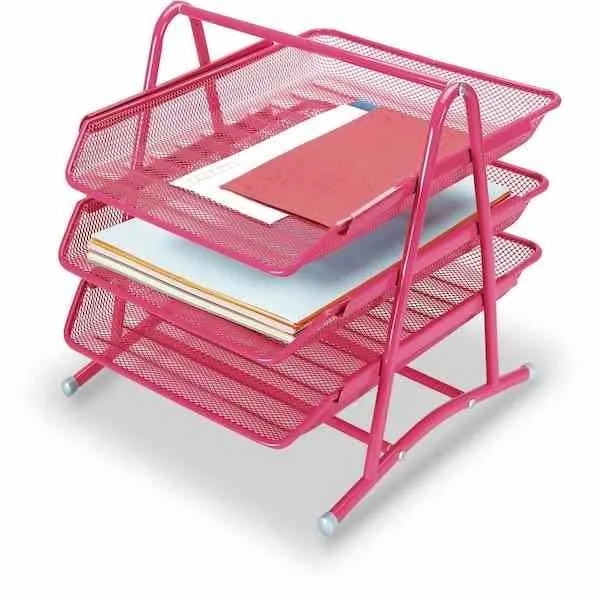 Gıpta Perforeli Hareketli Evrak Rafı 3"lü Metal F0003 Pembe