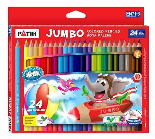 Fatih Jumbo 24 Renk Kuruboya Kalemi Tam Boy 33424