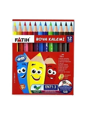 Fatih 12 Renk Yarım Boy Kuru Boya Kalemi 33012
