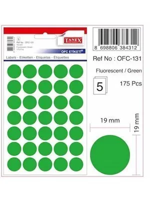Tanex 16 Mm Poşet Ofis Etiketi Yeşil Ofc-130