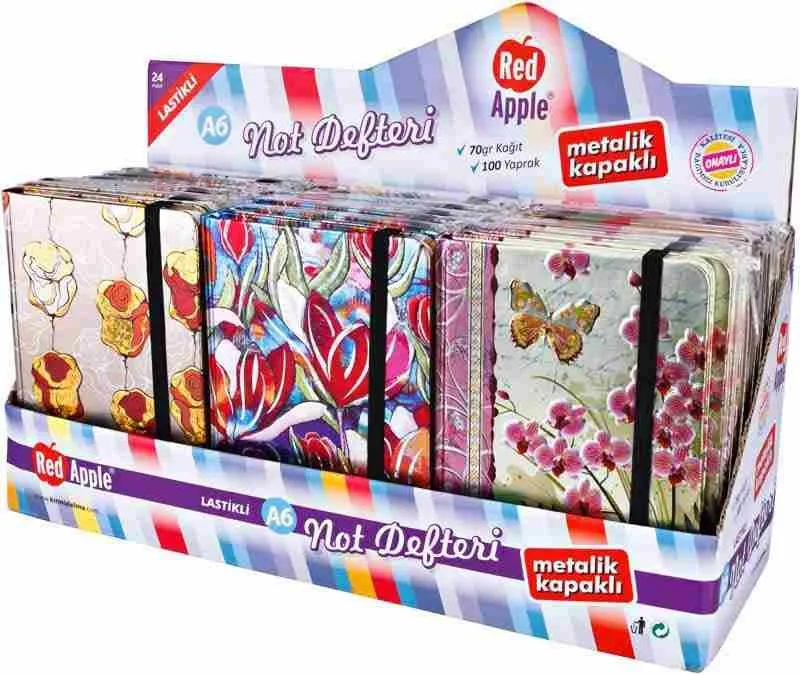 Red Apple A6 Metalik Sert Kapak Not Defteri Çizgili 96 Yp Mac