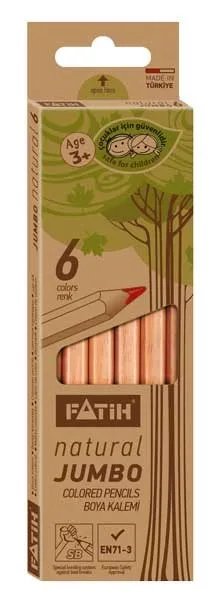 Fatih 6 Renk Natural Jumbo Tam Boy Kuruboya Kalemi 33580