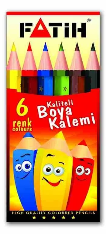 Fatih 6 Renk Yarım Boy Kuruboya Kalemi 33006