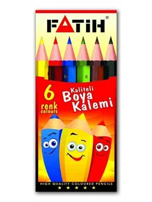 Fatih 6 Renk Yarım Boy Kuruboya Kalemi 33006