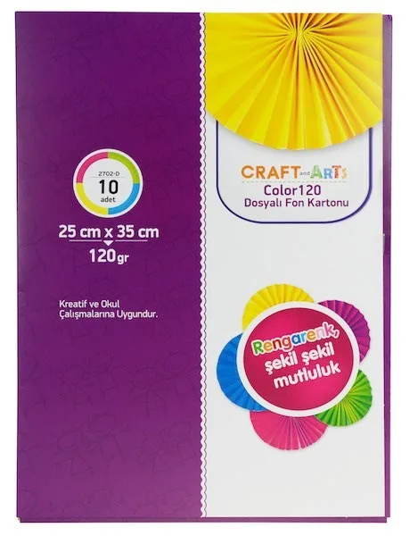 Craft Arts 25x35 120 Gr Dosyalı Fon Kartonu 10 Renk 2702-d