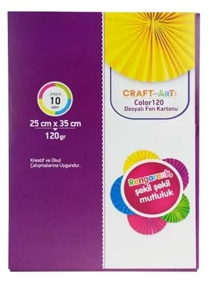 Craft Arts 25x35 120 Gr Dosyalı Fon Kartonu 10 Renk 2702-d