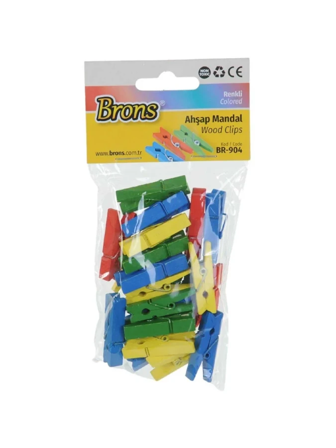 Brons Ahşap Mandal Küçük Boy Renkli Br-904