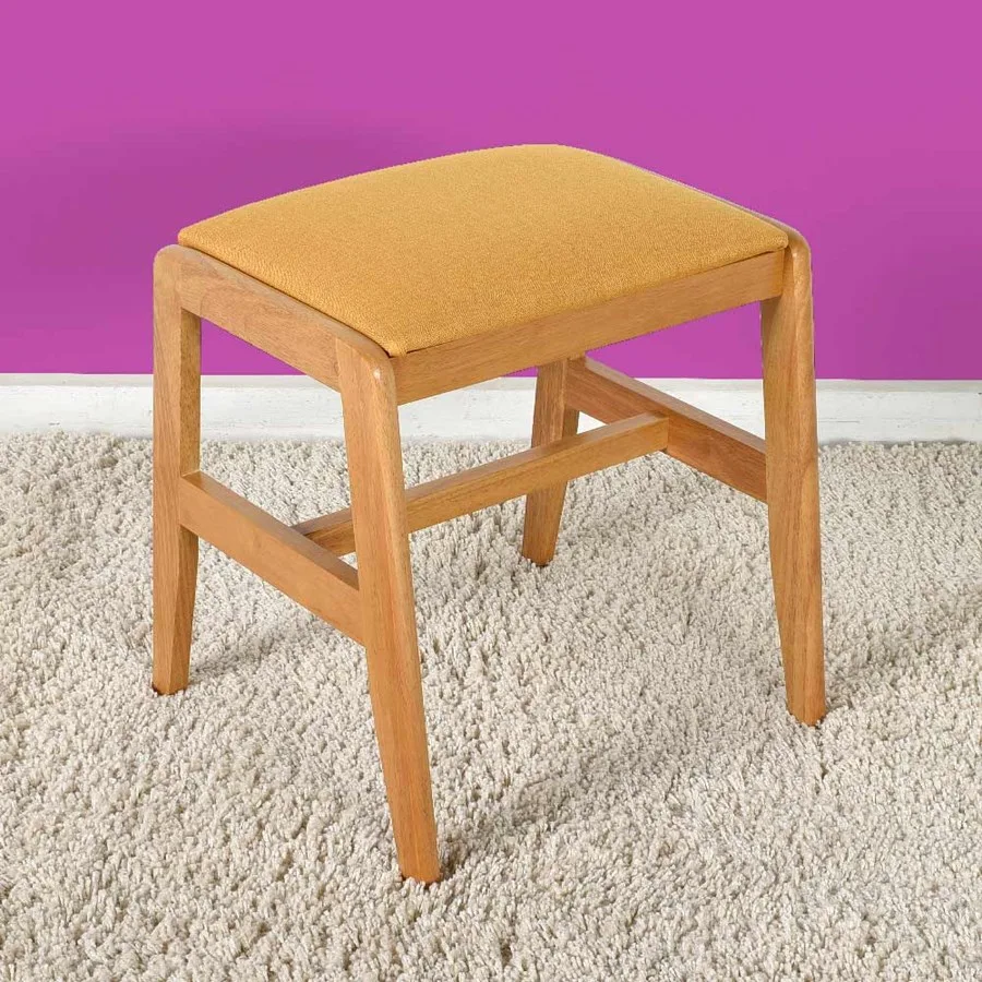 Adore Mst-010-ms-1 Fit Çok Amaçlı Ahşap Tabure Açık Turuncu Kumaş