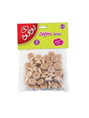 Bubu 1.2 Cm Natural Ahşap Düğme 60"lı Hs0006
