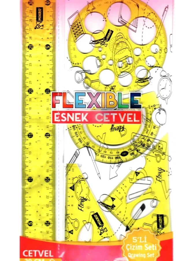 Mikro Flexible 30 Cm Esnek Cetvel Çizim Seti 5'li Fl-05