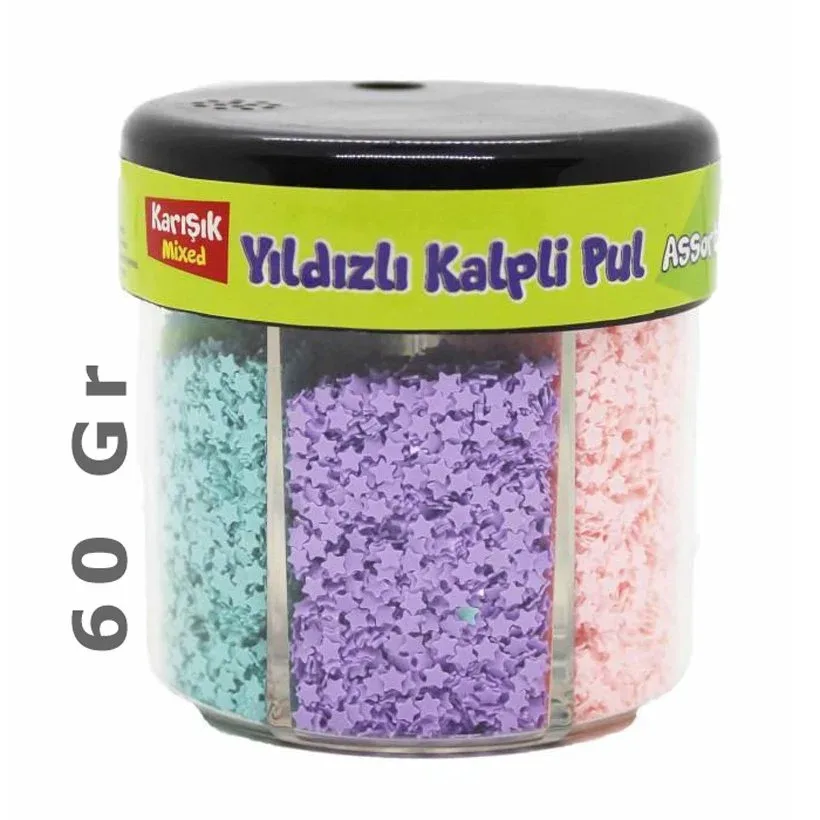 Bubu Yıldızlı\ Kalpli Pul 6 Renk 60 Gr Pls001