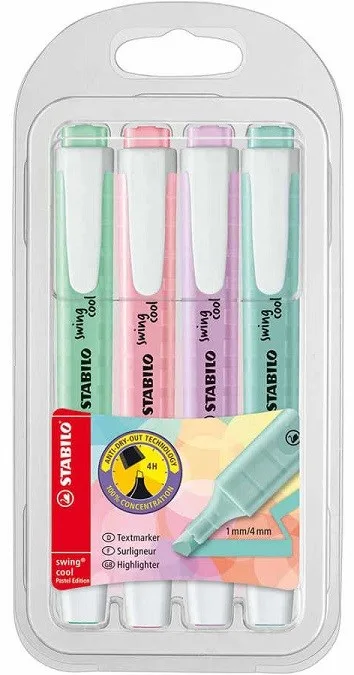 Stabilo Swing Cool Fosforlu Kalem Pastel Renkler 4"lü 275\4-08