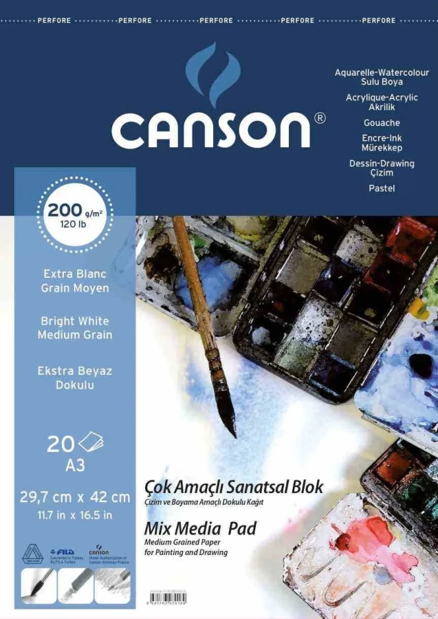 Canson A3 Çok Amaçlı Sanatsal Blok 20 Sy 200 Gr Fcns2002a3us