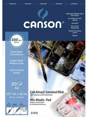 Canson A3 Çok Amaçlı Sanatsal Blok 20 Sy 200 Gr Fcns2002a3us